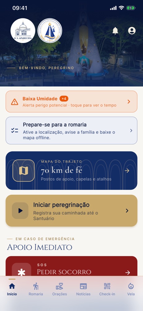 App Peregrinação em Itaipulândia — tela inicial